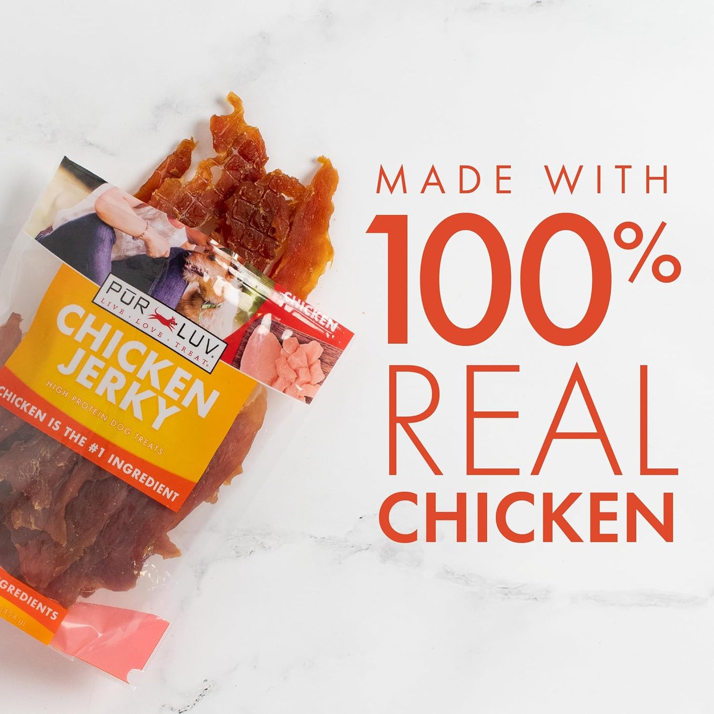 Chicken Jerky Dog Treats, Made with 100% Real Chicken Breast, 16 Ounces, Healthy, Easily Digestible, Long-Lasting, High Protein, Satisfies Dog'S Urge to Chew