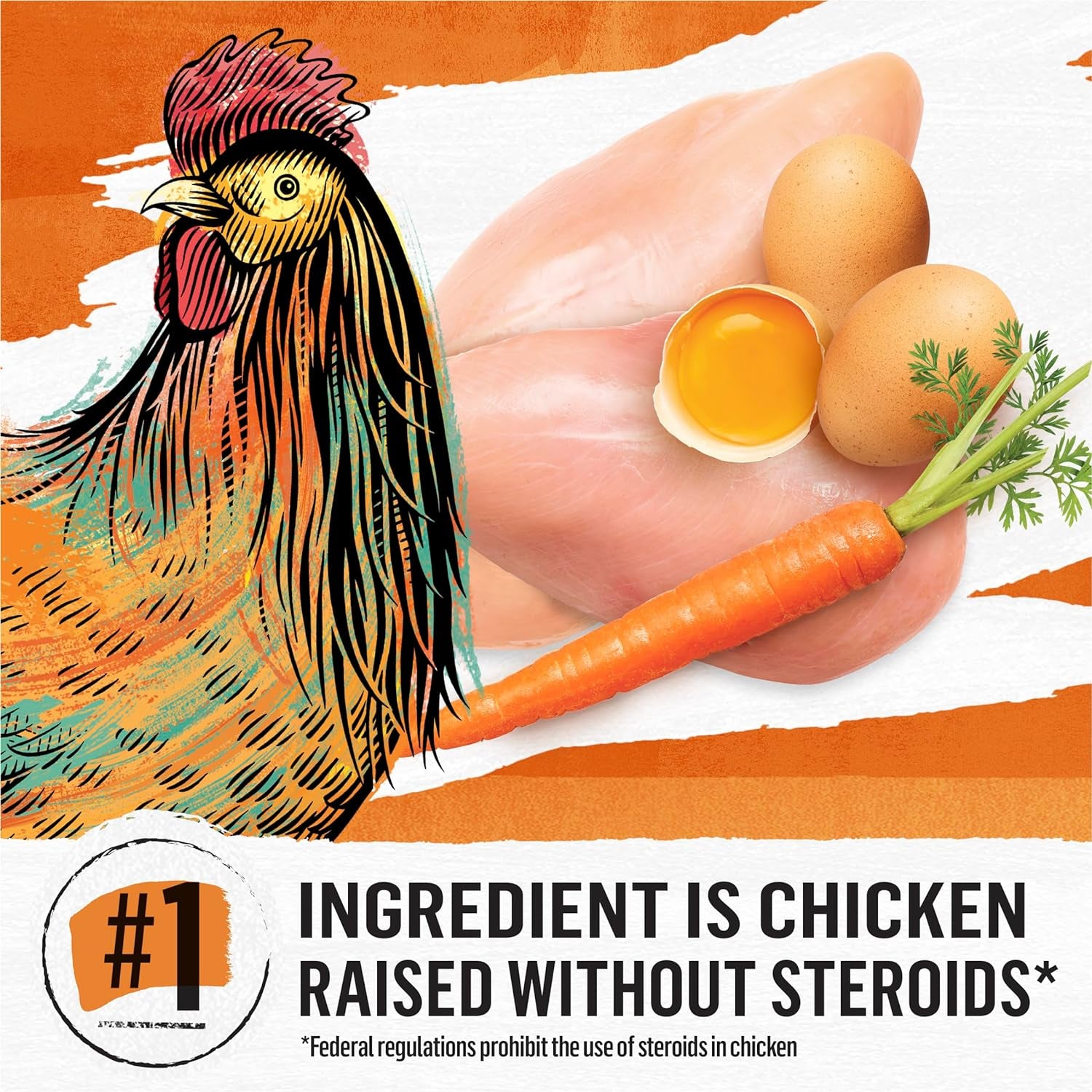 Grain Free White Meat Chicken and Egg Recipe Natural Cat Food High Protein Cat Food Dry Formula - 5 Lb. Bag