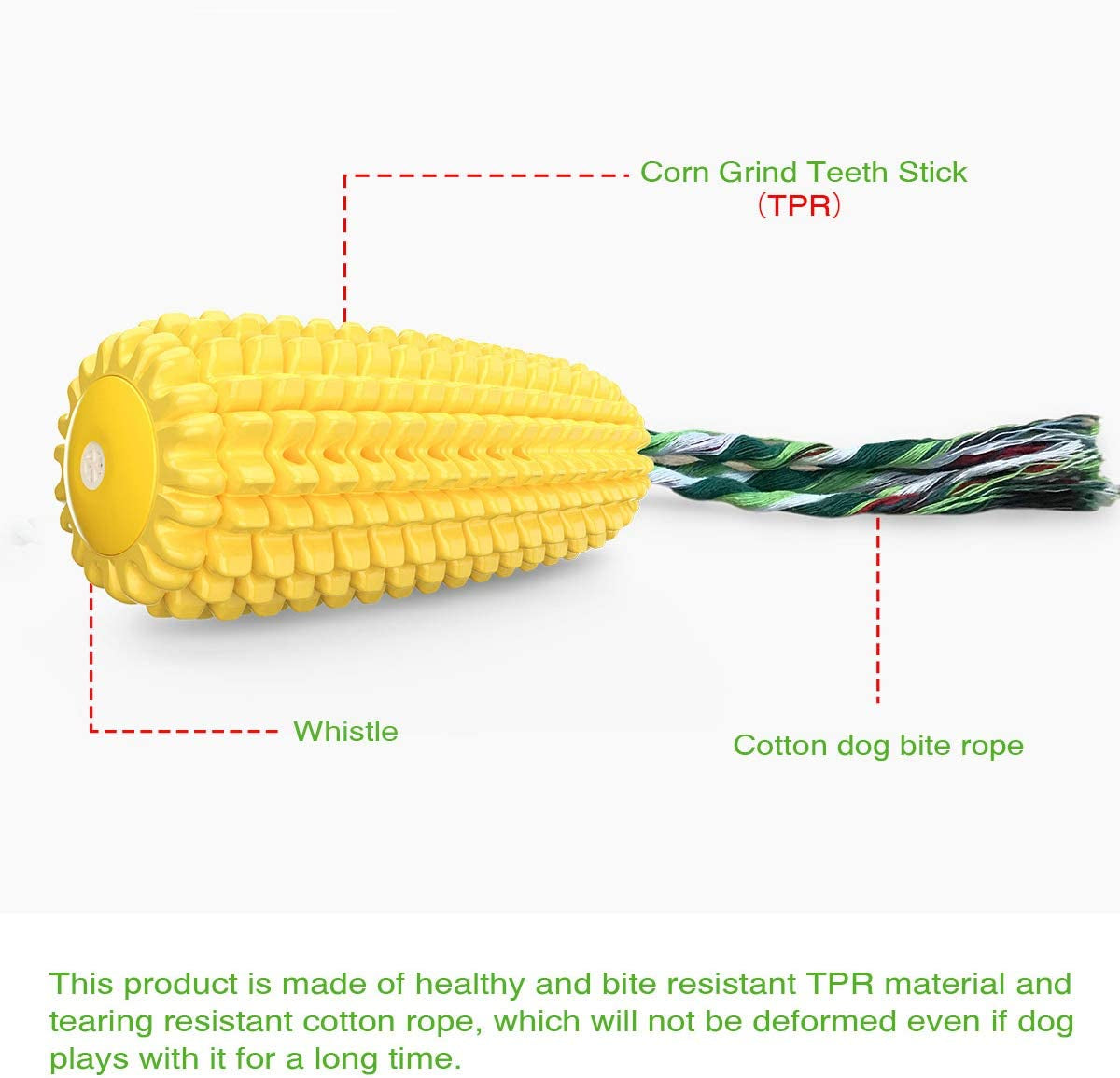 Dog Chew Toys for Aggressive Chewers, Indestructible Tough Durable Squeaky Interactive Dog Toys, Puppy Teeth Chew Corn Stick Toy for Small Medium Large Breed