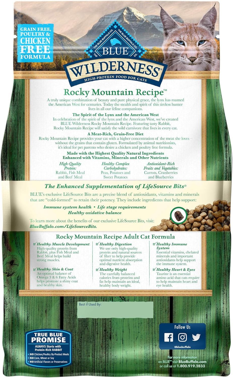 Wilderness Rocky Mountain Recipe High Protein, Natural Adult Dry Cat Food, Rabbit 4-Lb
