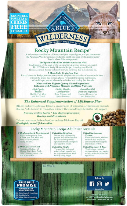 Wilderness Rocky Mountain Recipe High Protein, Natural Adult Dry Cat Food, Rabbit 4-Lb