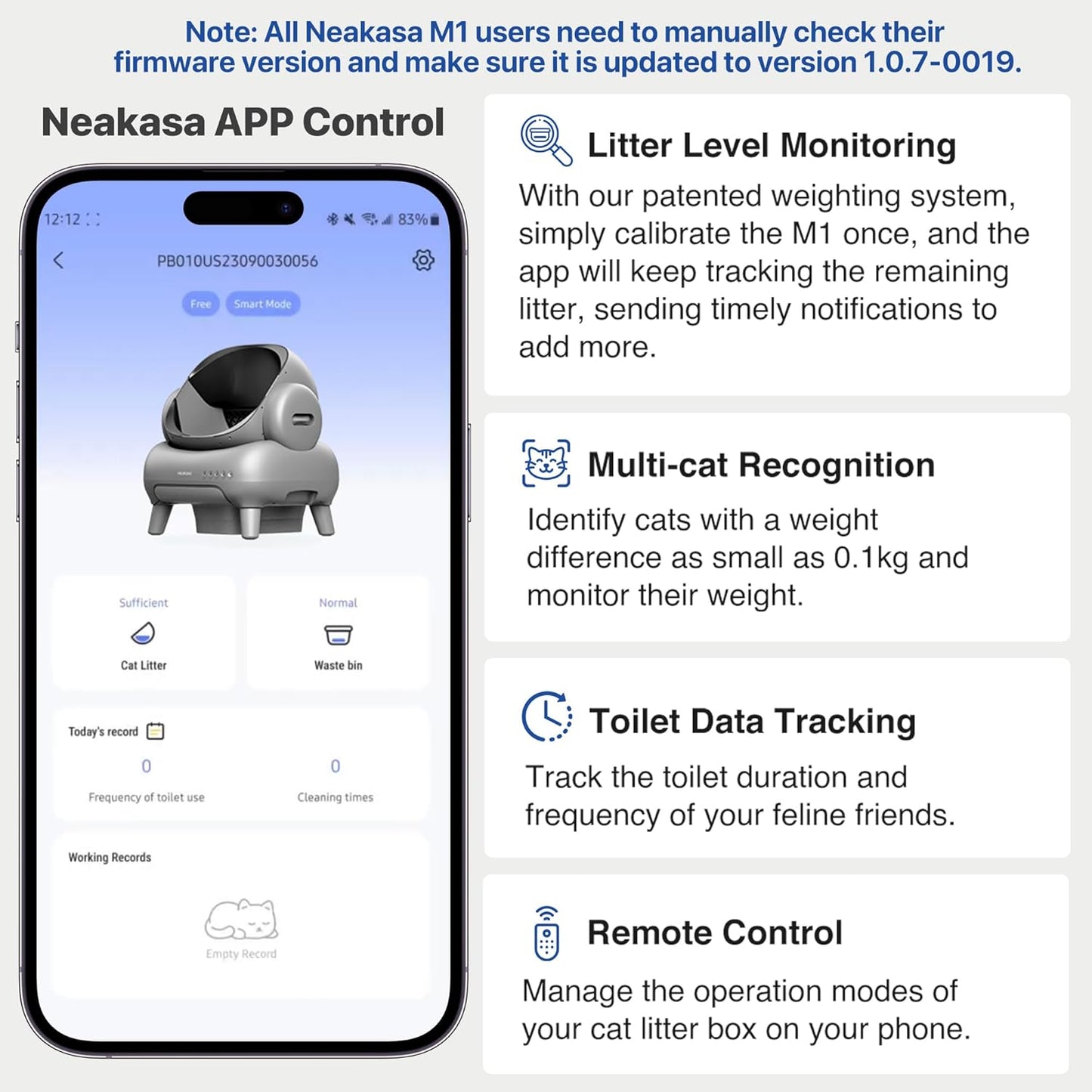 M1 Open-Top Self Cleaning Cat Litter Box, Automatic Cat Litter Box with APP Control, Odor-Free Waste Disposal Includes Trash Bags