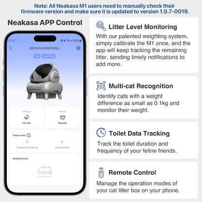 M1 Open-Top Self Cleaning Cat Litter Box, Automatic Cat Litter Box with APP Control, Odor-Free Waste Disposal Includes Trash Bags