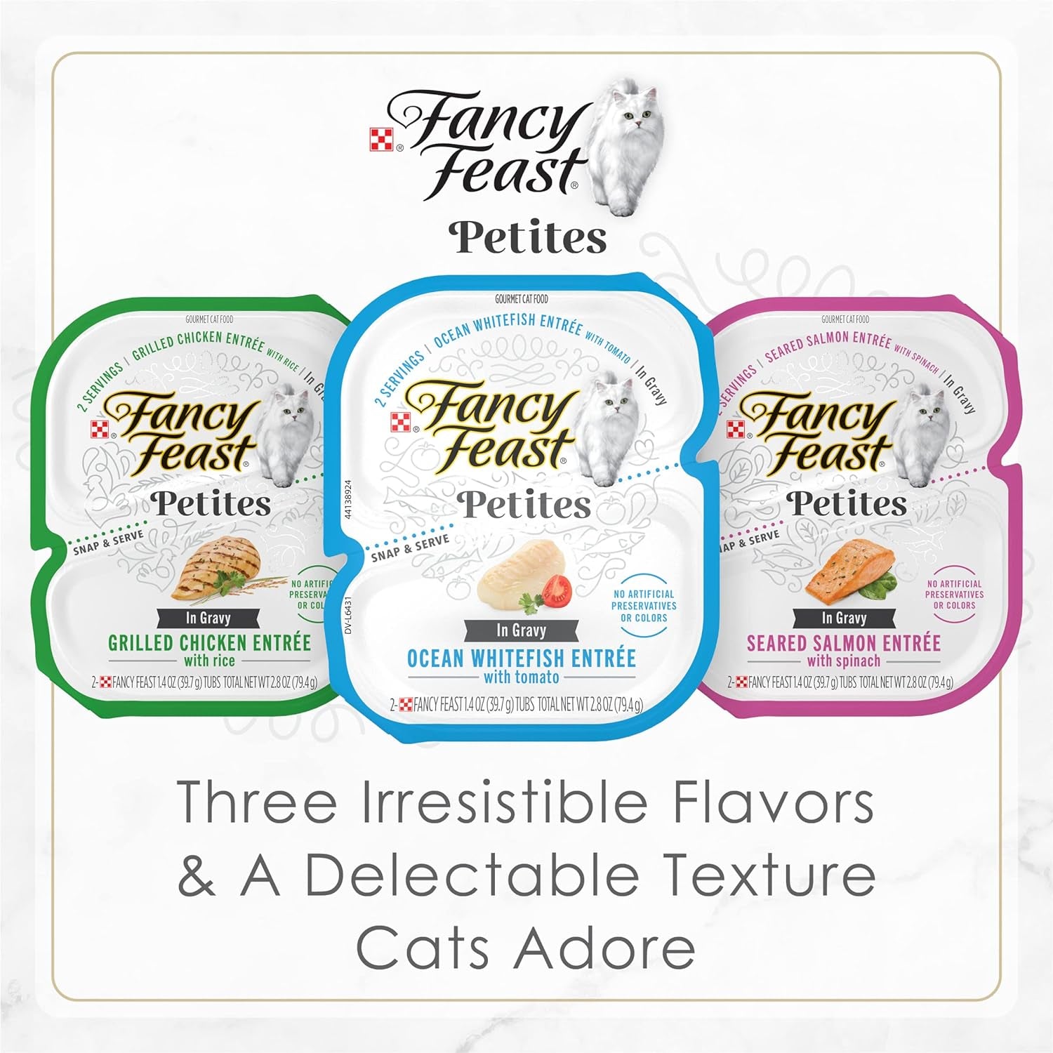 Purina  Gourmet Wet Cat Food Variety Pack, Petites Gravy Collection, Break-Apart Tubs, 48 Servings - (Pack of 24) 2.8 Oz. Tubs