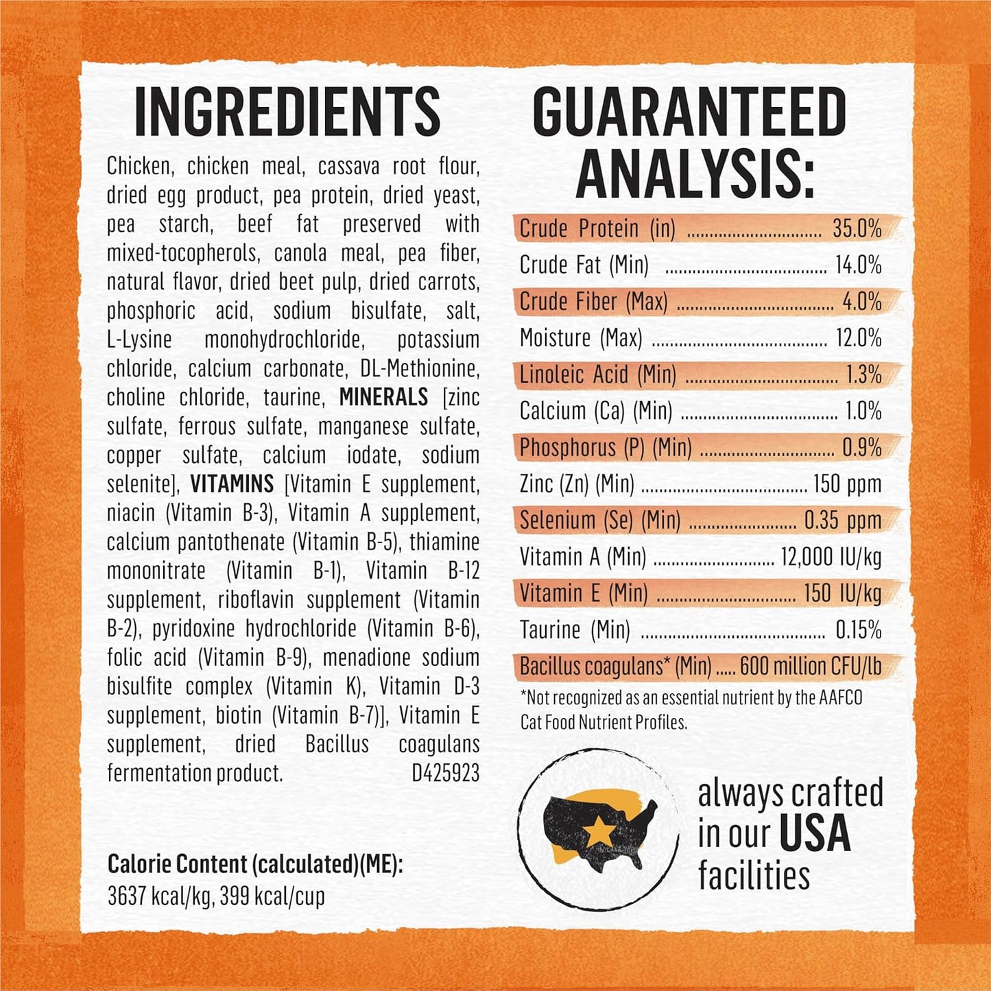 Grain Free White Meat Chicken and Egg Recipe Natural Cat Food High Protein Cat Food Dry Formula - 5 Lb. Bag