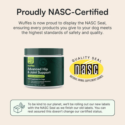 Advanced Dog Hip and Joint Supplement with Glucosamine, Chondroitin, Omega 3, MSM, and Green Lipped Mussel, 60 Pork Flavored Chews for Small and Medium Dog Breeds