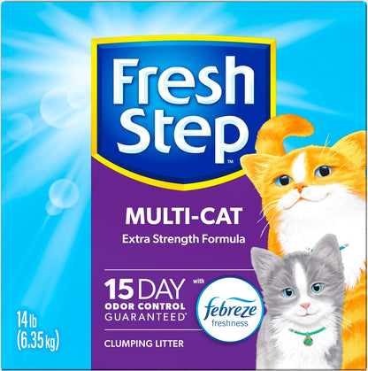 Clumping Cat Litter, Multi-Cat, Long Lasting Odor Control Kitty Litter with Activated Charcoal, Low Dust Formula, 14 Lb