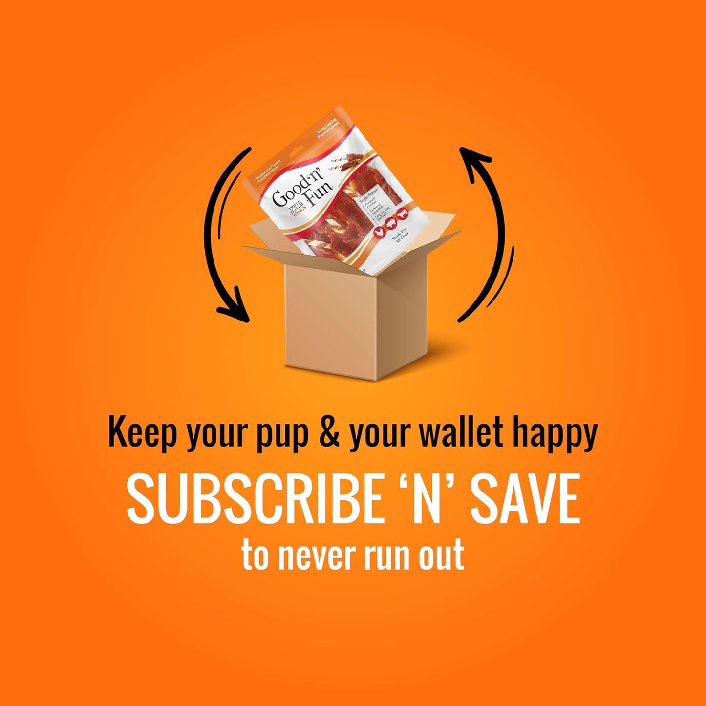 Good ‘N’ Fun Triple Flavor Wings Chews for All Dogs, 12 Ounces, Treat Your Dog to Long-Lasting Chews Made with Chicken, Pork Hide and Beef Hide