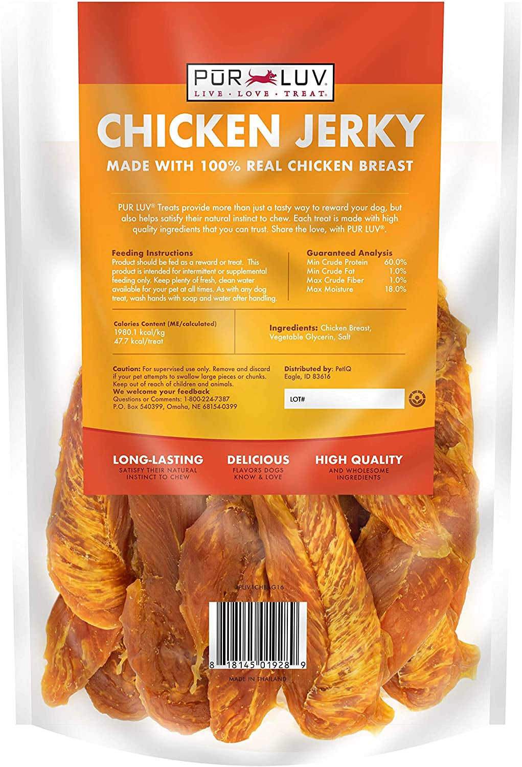 Chicken Jerky Dog Treats, Made with 100% Real Chicken Breast, 16 Ounces, Healthy, Easily Digestible, Long-Lasting, High Protein, Satisfies Dog'S Urge to Chew