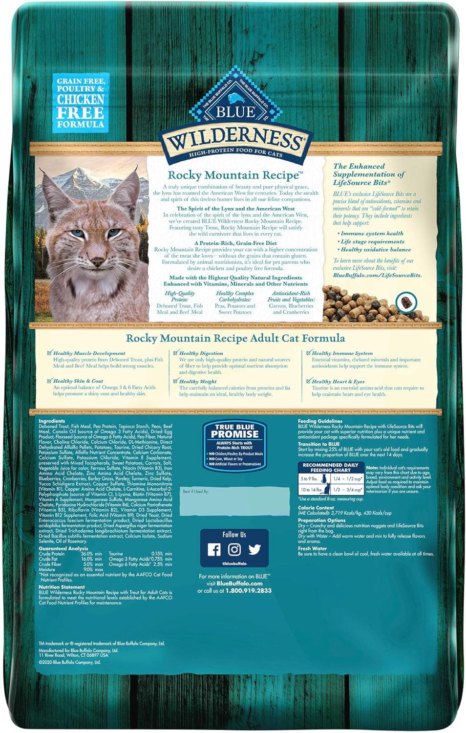 Wilderness Rocky Mountain Recipe High Protein, Natural Adult Dry Cat Food, Trout 10-Lb