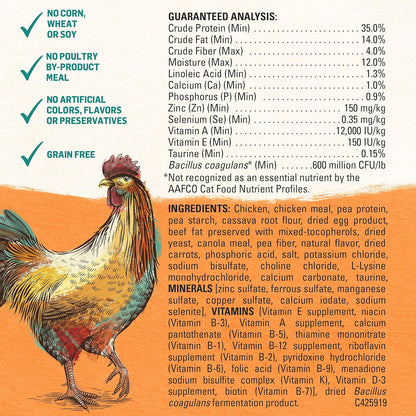 Grain Free White Meat Chicken and Egg Recipe Natural Cat Food High Protein Cat Food Dry Formula - 5 Lb. Bag