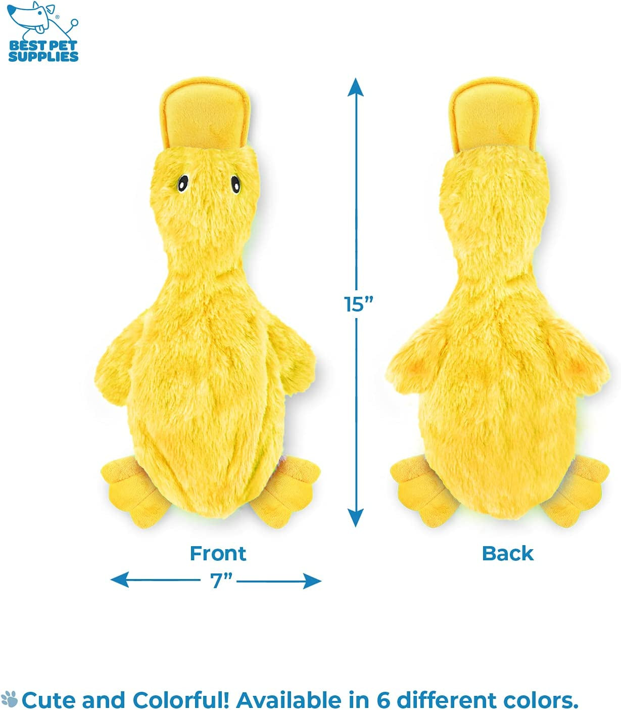 Interactive Squeaky Dog Chew Toy, Ideal Dog Toys for Chewers, Small, Medium & Large Dogs, and Fetch Lovers - Crinkle Duck (Yellow), Large