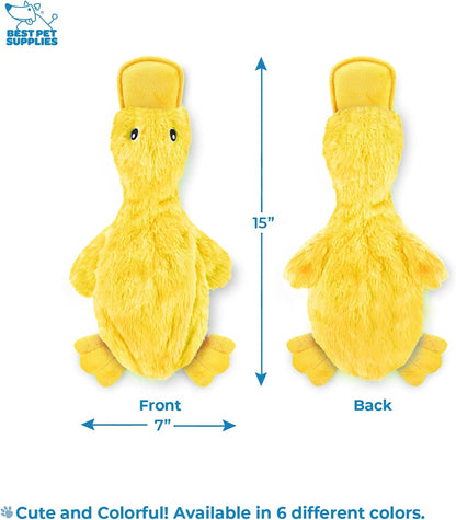 Interactive Squeaky Dog Chew Toy, Ideal Dog Toys for Chewers, Small, Medium & Large Dogs, and Fetch Lovers - Crinkle Duck (Yellow), Large