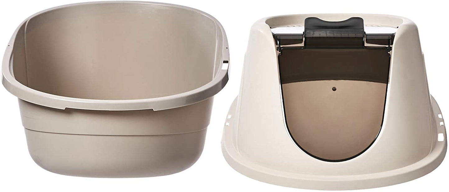 No-Mess Hooded Enclosed Cat Litter Box, Large, Multicolor, 24 in X 18 in X 17 In