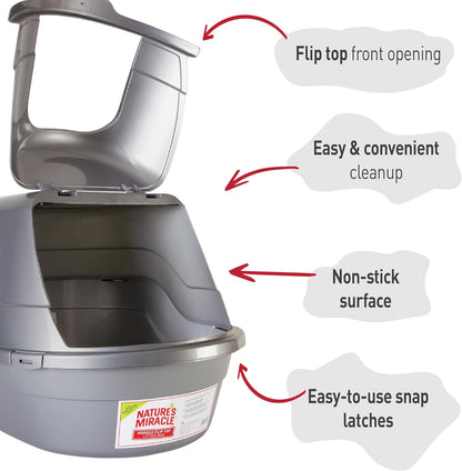 Nature’S Miracle Hooded Flip Top Litter Box for Cats, with Built-In Odor Control Charcoal Filter