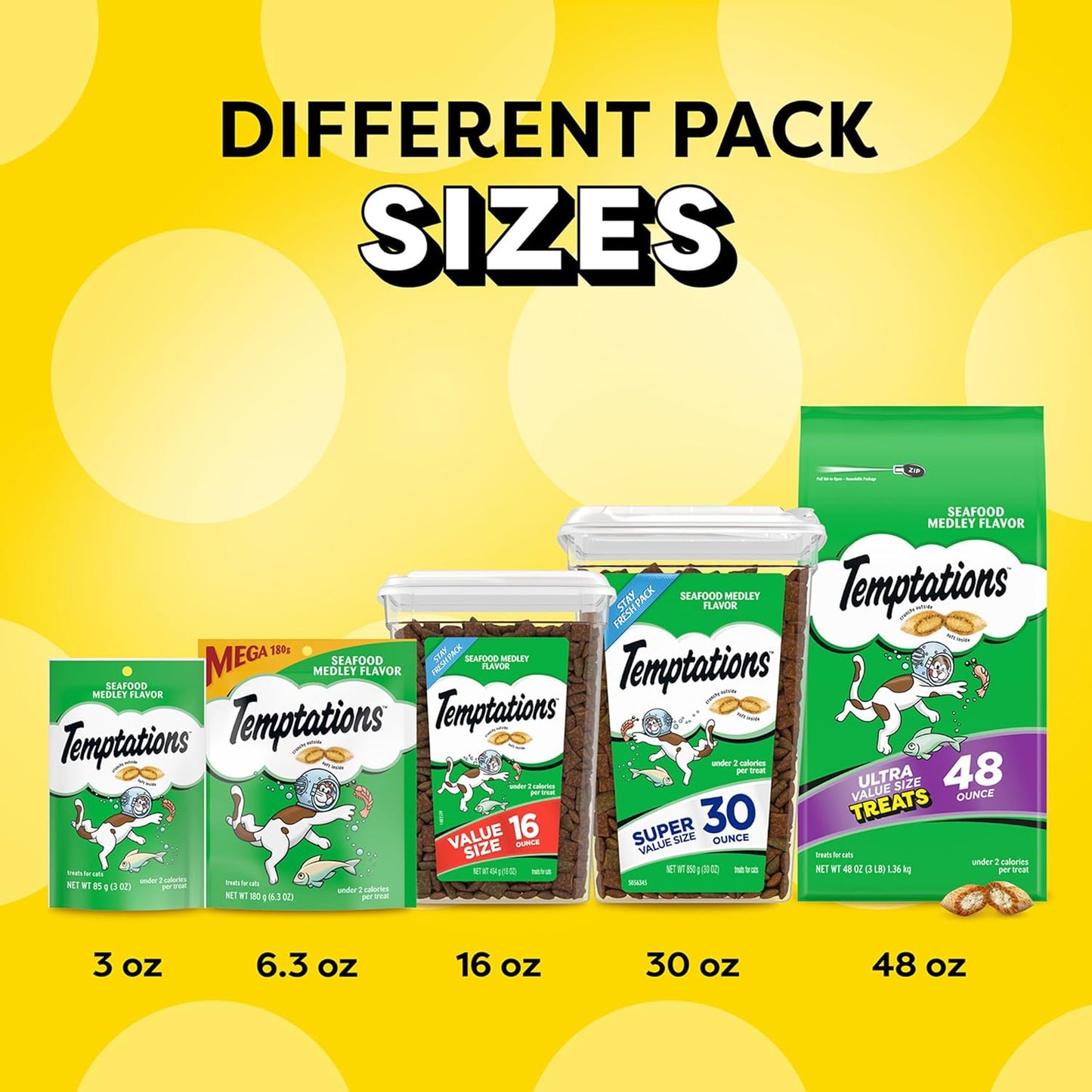 Classic Crunchy and Soft Cat Treats, Seafood Medley Flavor, 30 Oz. Tub