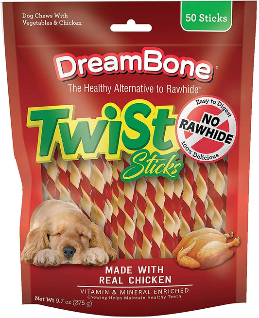 Twist Sticks, Made with Real Chicken, Rawhide-Free Chews for Dogs, 50 Count