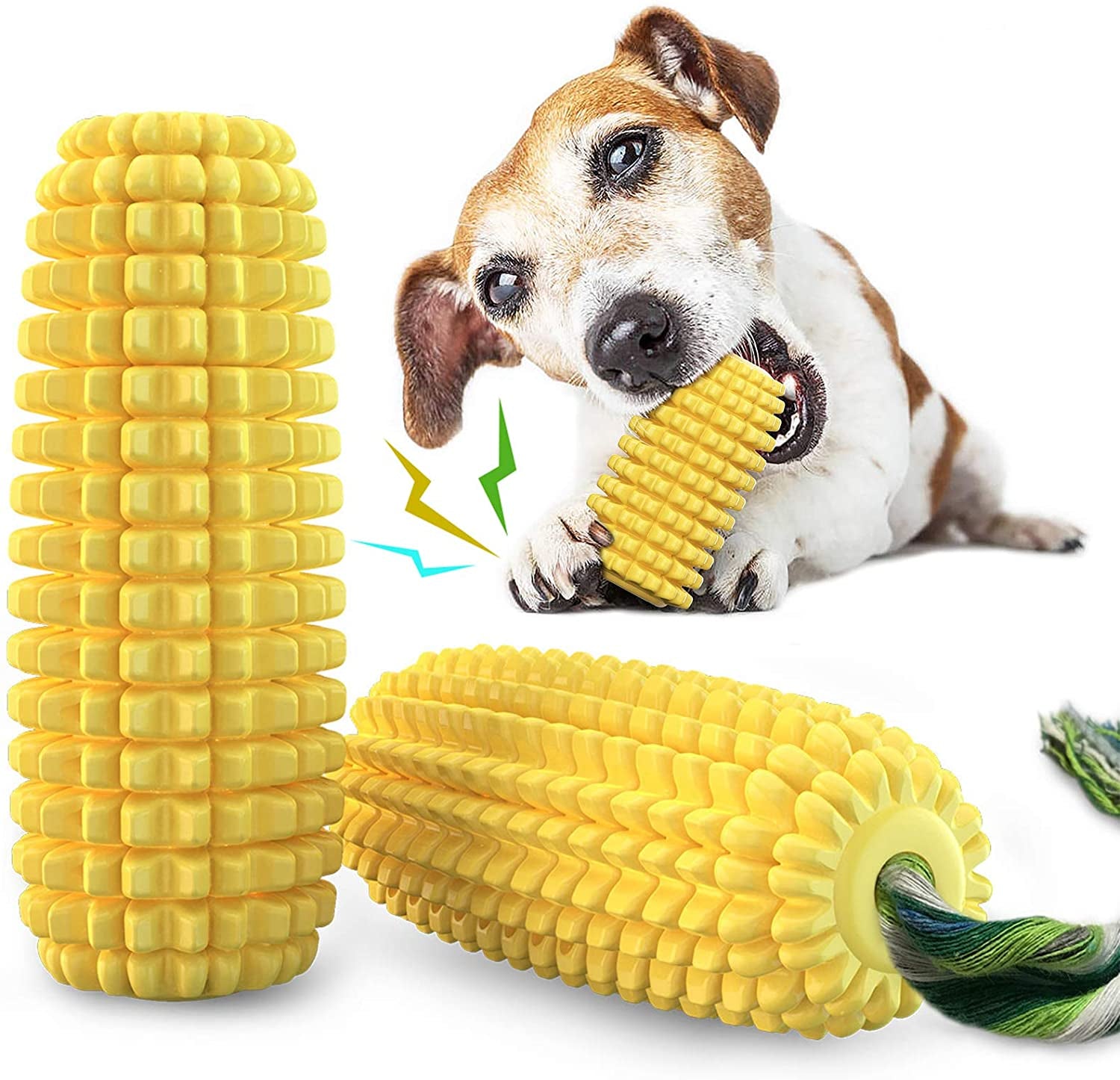 Dog Chew Toys for Aggressive Chewers, Indestructible Tough Durable Squeaky Interactive Dog Toys, Puppy Teeth Chew Corn Stick Toy for Small Medium Large Breed