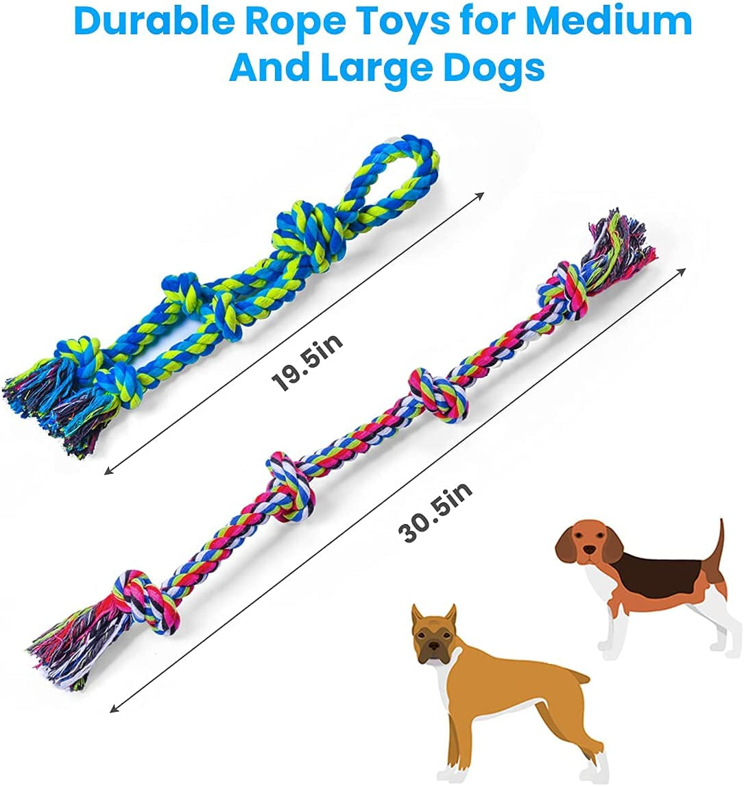 Heavy Duty Dog Rope Toys for Large Breed Aggressive Chewers, 2 Pack Indestructible Teeth Cleaning Tug of War Toy