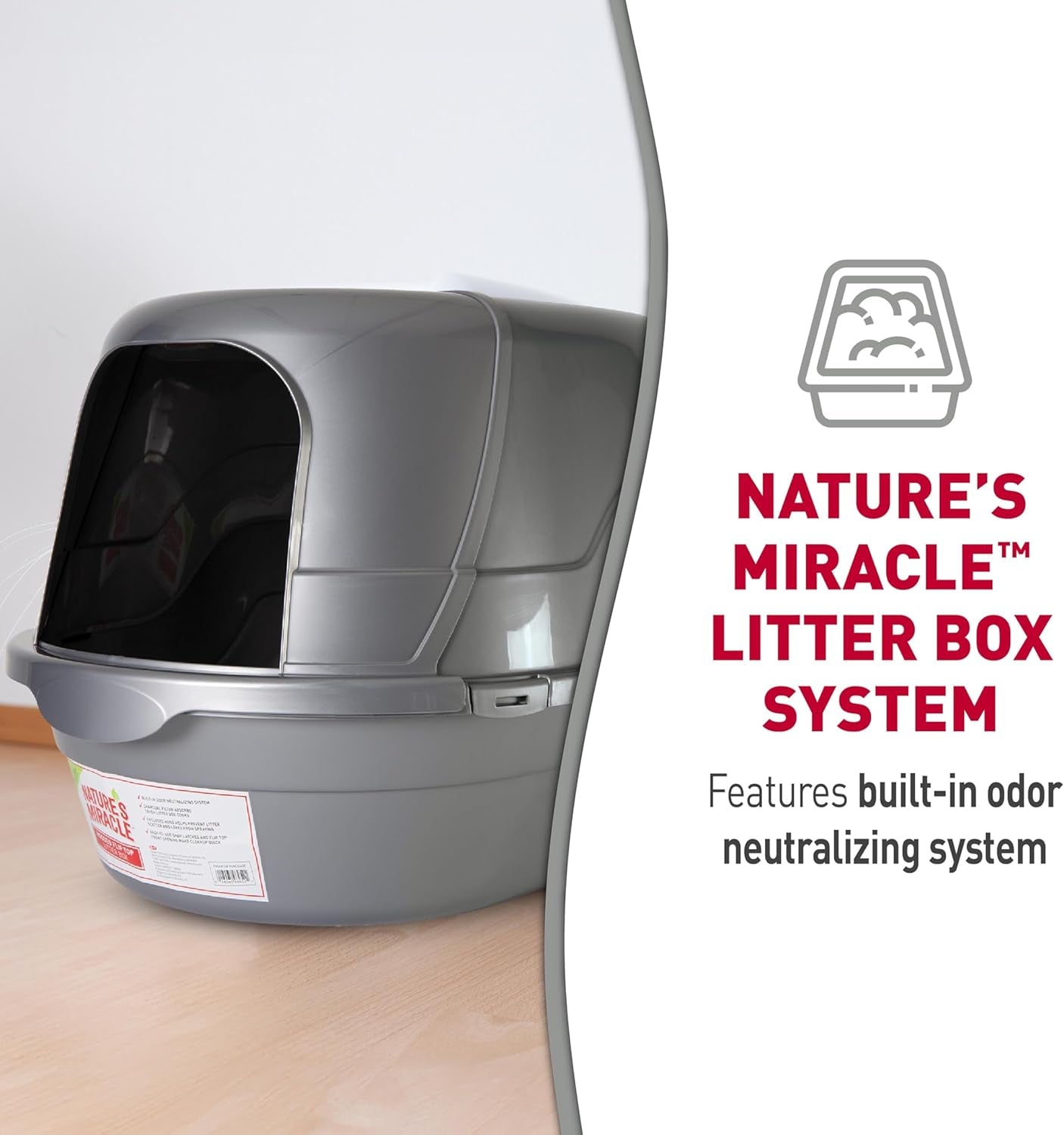 Nature’S Miracle Hooded Flip Top Litter Box for Cats, with Built-In Odor Control Charcoal Filter